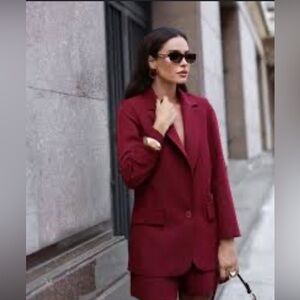 ELLA Rafaela Rich Burgundy Satined Blazer NWT Sz L = 12